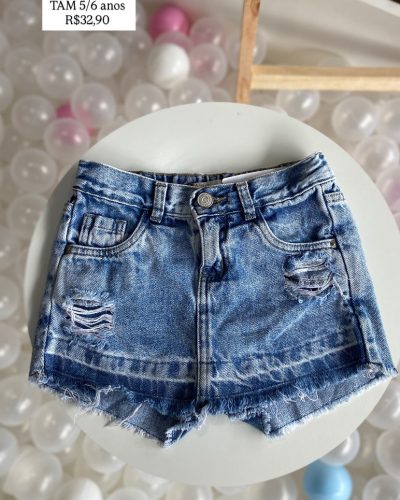 Bermuda Jeans Kids Denim Tamanho 5 6
