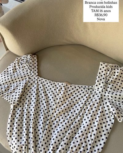 Blusa Ciganinha Bolinhas Produzida Kids Tamanho 16 Nova