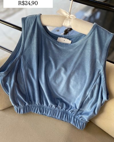 Blusa Cropped Azul Tamanho 8 10
