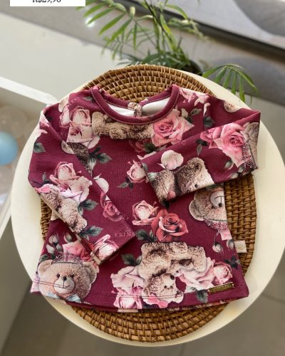 Blusa Manga Longa Flores Kiki Xodó Tamanho 1