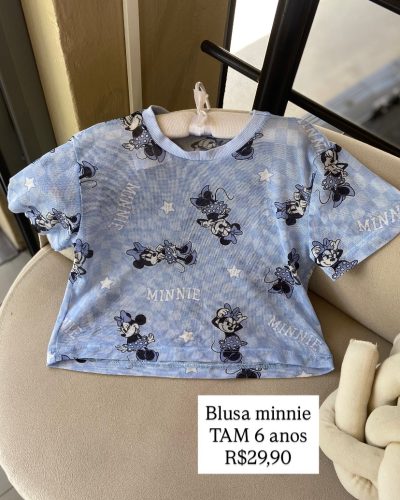 Blusa Minnie Azul Tamanho 6