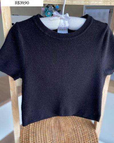 Blusa Preta Lãzinha Zara Tamanho 8 9