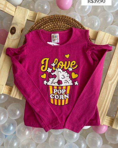 Blusa Rosa Pop Corn Tamanho 4