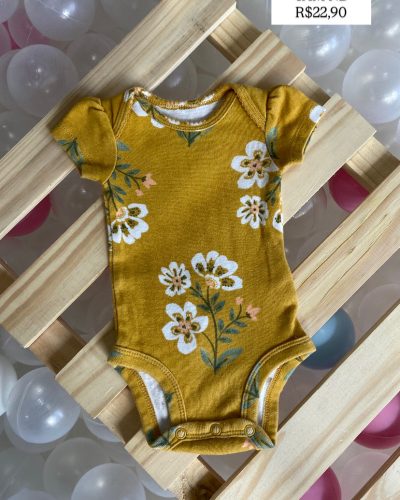 Body Amarelo Flores Carter's Tamanho RN