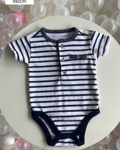 Body Listrado Baby Club Tamanho 0 3 meses