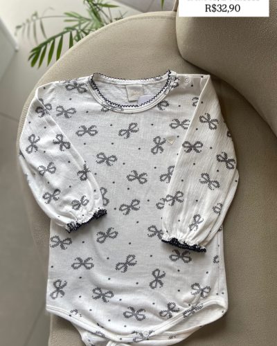 Body Manga Longa Anjos Baby Laços Tamanho 18 24 meses