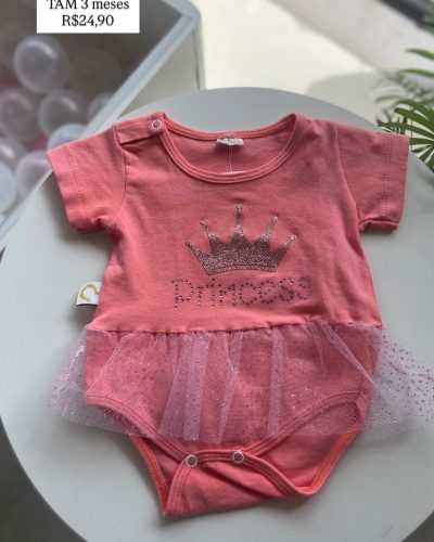 Body Princesa Tamanho 3 meses