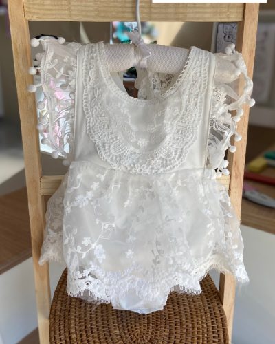 Body Vestido Branco Renda Tamanho 3 6 meses