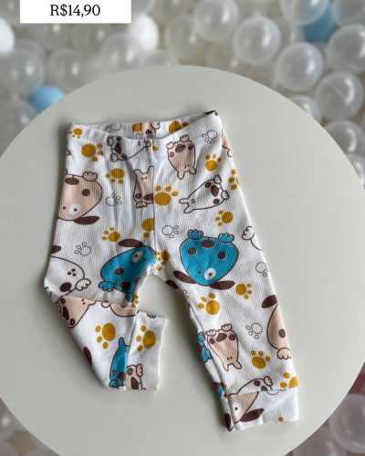Calça Malha Cachorrinhos Tamanho 0 3 meses