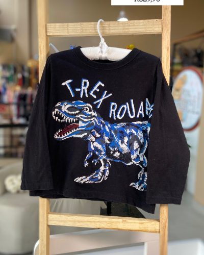 Camisa preta Dino Tamanho 3 anos