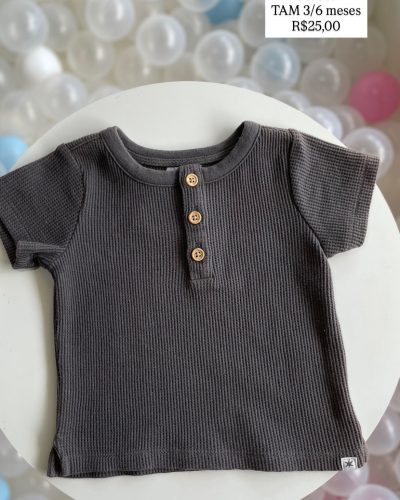 Camiseta Cinza Gerber Tamanho 3 6 meses