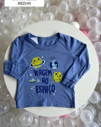 Camiseta Manga Longa Espaço Malwee Tamanho 3 6 meses