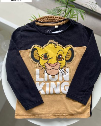 Camiseta Manga Longa Rei Leão Tamanho 2