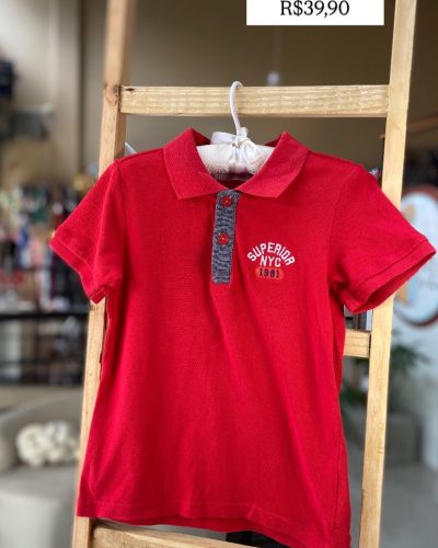 Camiseta Polo Vermelha Tamanho 4