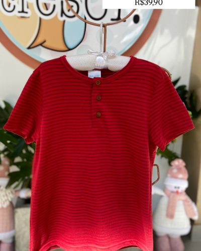 Camiseta Vermelha Listras Malwee Tamanho 6