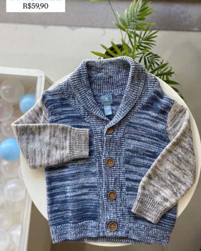 Casaco Lã GAP Azul e Cinza Tamanho 12 18 meses