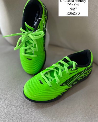 Chuteira Society Pênalti Verde Tamanho 27