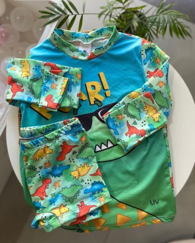 Conjunto Banho com Proteção UV Dinossauros Tamanho 4 5 Novo