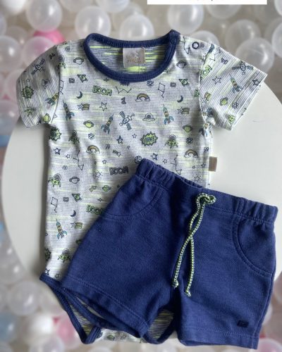 Conjunto Body + Bermuda Anjos Baby Tamanho 3 6 meses