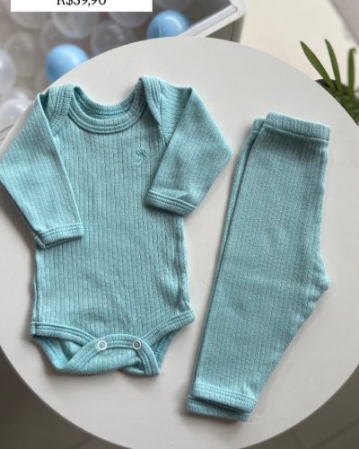 Conjunto Body + Calça Azul Tamanho Prematuro