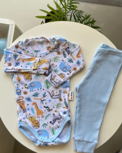 Conjunto Body + Calça Bichinhos Tamanho 0 3 meses