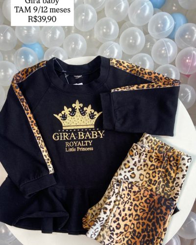 Conjunto Malha Gira Baby Tamanho 9 12 meses