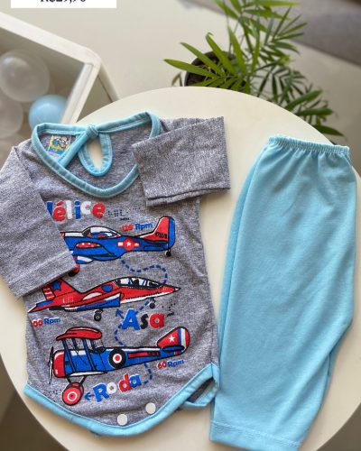 Conjunto Pijama Aviões Tamanho 0 3 meses