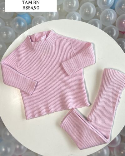 Conjunto Rosa Canelado Pituchinhus Tamanho RN