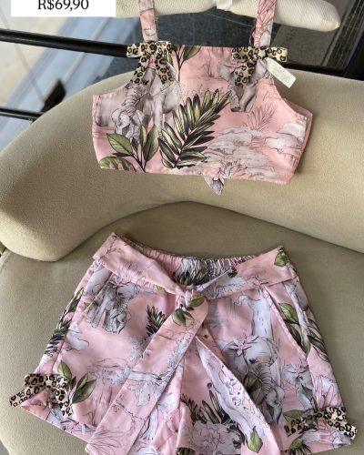 Conjunto Rosa Pituchinhus Tamanho 8 10