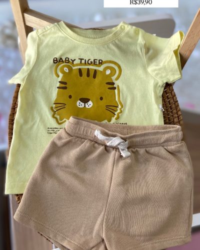 Conjunto blusa+bermuda Teddy boom Tamanho 6 9 meses
