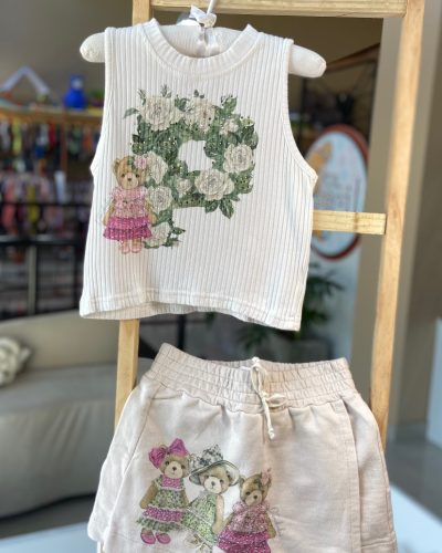 Conjunto regata+shorts Pituchinhus Tamanho 5 8 anos