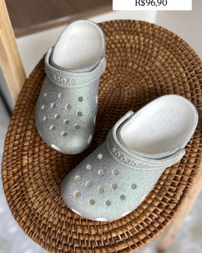 Crocs Prata Brilho Tamanho C13