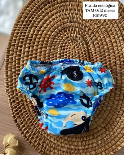 Fralda Ecológica Piratas Tamanho 0 12 meses