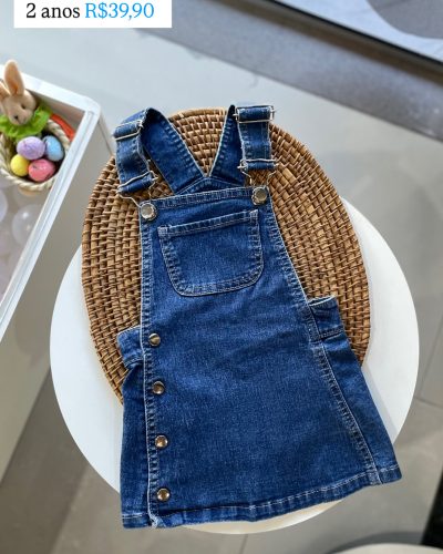 Jardineira Jeans Clube do Dino Tamanho 2