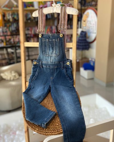 Macacão jeans Clube do Dino Tamanho 2 anos