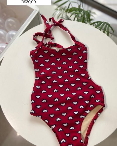 Maiô Vermelho Coração Tamanho 2