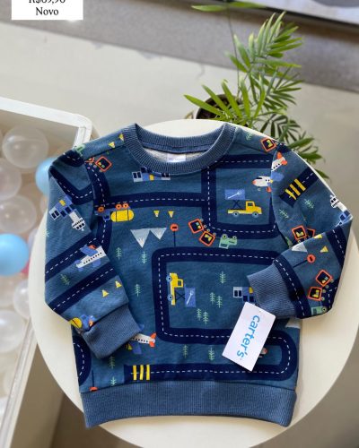 Moletom Azul Carter's Tamanho 12 meses Novo
