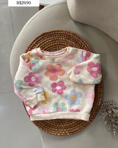 Moletom Teddy Boom Flores Tamanho 0 3 meses