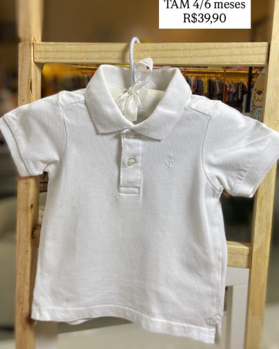 Polo branca H&M Tamanho 4 6 meses
