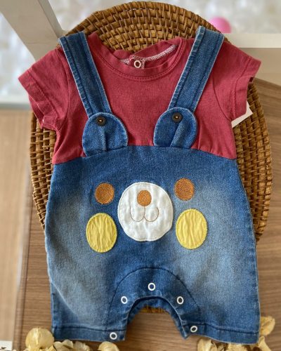 Romper Curto Urso Tamanho 0-3 meses