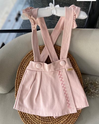 Salopete Rosa Short Saia Bika Tamanho 1