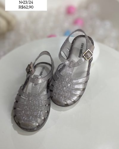 Sandália Melissa Prata Brilho Tamanho 23 24