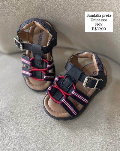 Sandália Preta Unipassos Tamanho 19