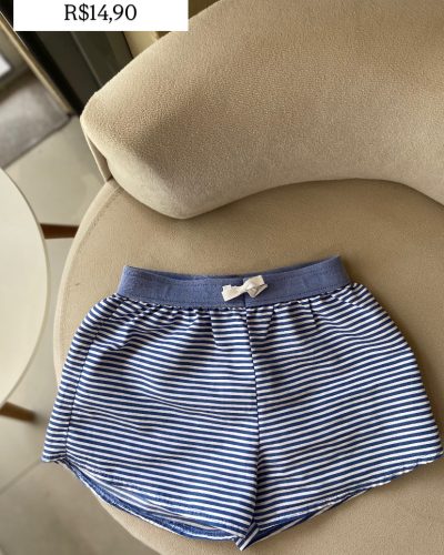Short Azul Listras Tamanho 6
