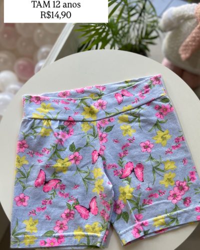 Short Malha Borboletas Tamanho 12