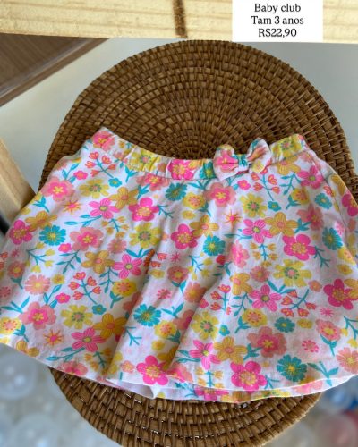 Short Saia Floral Baby Club Tamanho 3