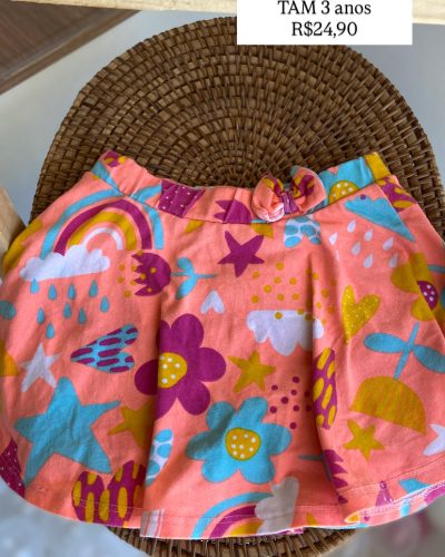 ShortSaia Colorido Baby Club Tamanho 3
