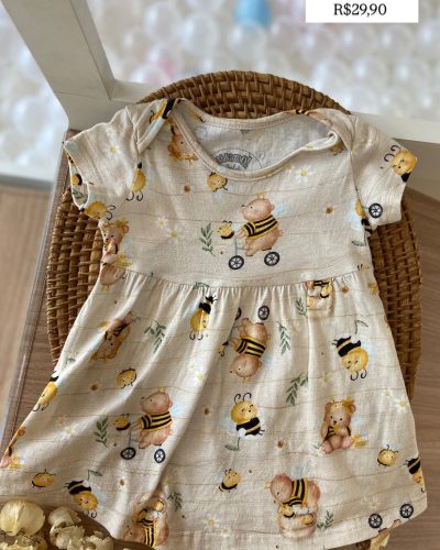 Vestido Alakazoo Abelhas Tamanho 3-6 meses