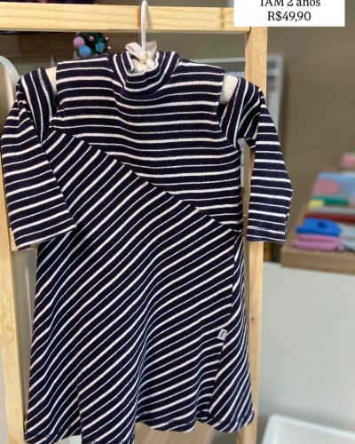 Vestido Azul Listras Puc Tamanho 2