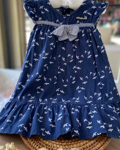 Vestido Azul Pássaros Milon Tamanho 1-3